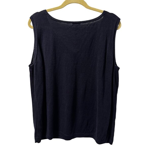 Talbots Womens Petite Linen Sleeveless Top 3XP Navy Blue vest - Picture 9 of 11